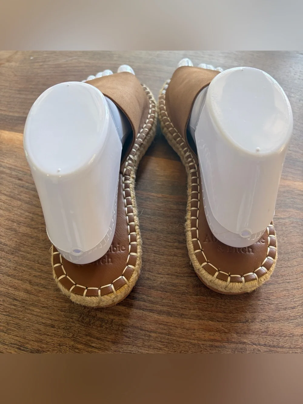 Abercrombie & Fitch New! Brown Slide Sandals with Espadrille Stitching size 38